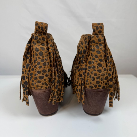 Maya Babe Fringe Ankle Boots Women's Cheetah Print Western Style Fun‎ Fashion 10 - Picture 5 of 15